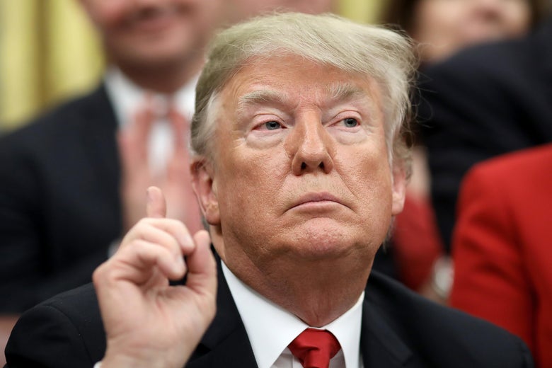 President Donald Trump speaks in the Oval Office of the White House December 21, 2018 in Washington, D.C.